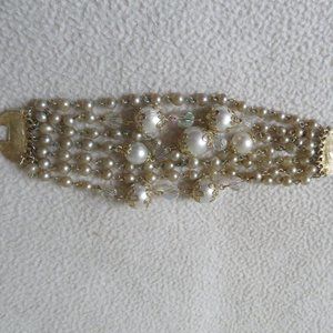 Vintage Multi Strand Faux Pearl Bracelet